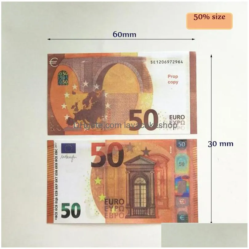 5pack party supplies movie money banknote 5 10 20 50 dollar euros realistic toy bar props copy currency fauxbillets 100 pcs/pack