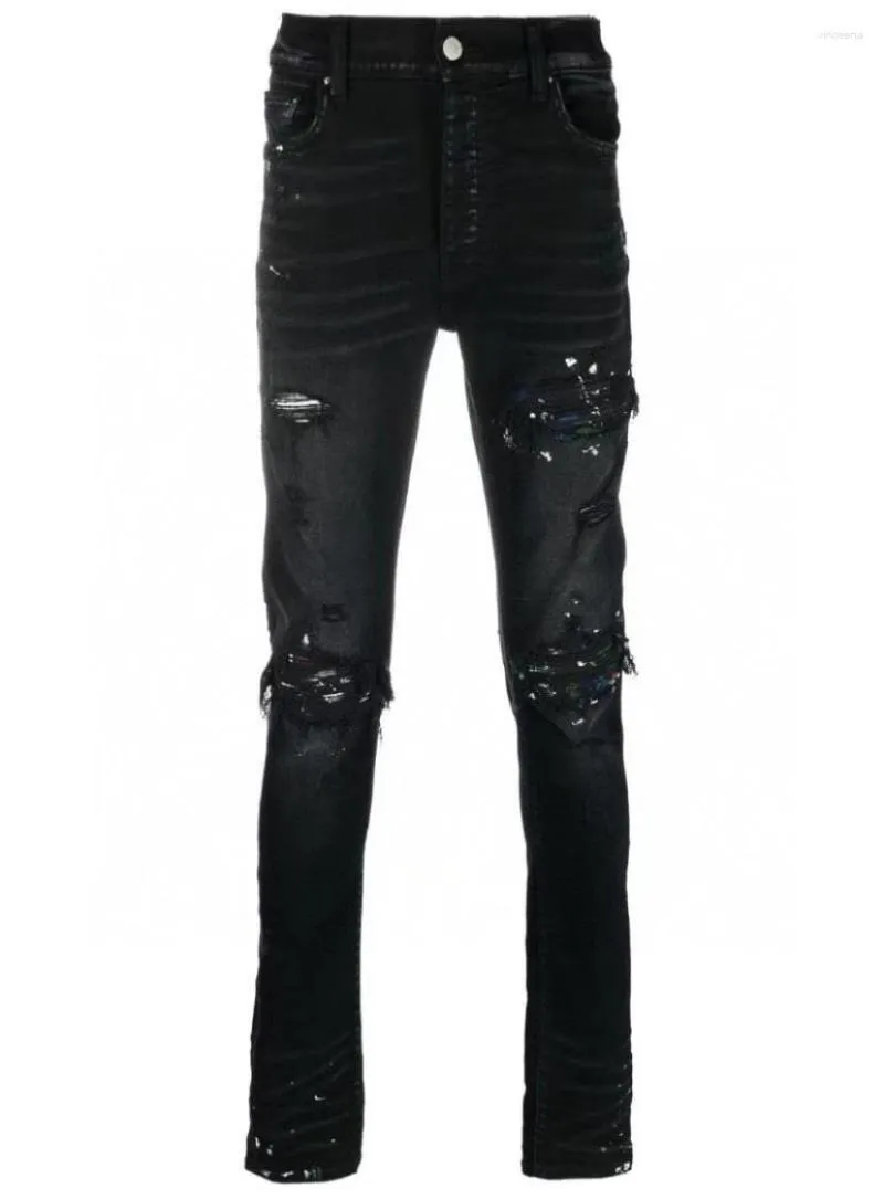 Heren Jeans Heren MX1 Ripped Skinny Streetwear-geïnspireerde Klassieke Denim Verontruste Stretch Broek Vernietigd Gaten Broek