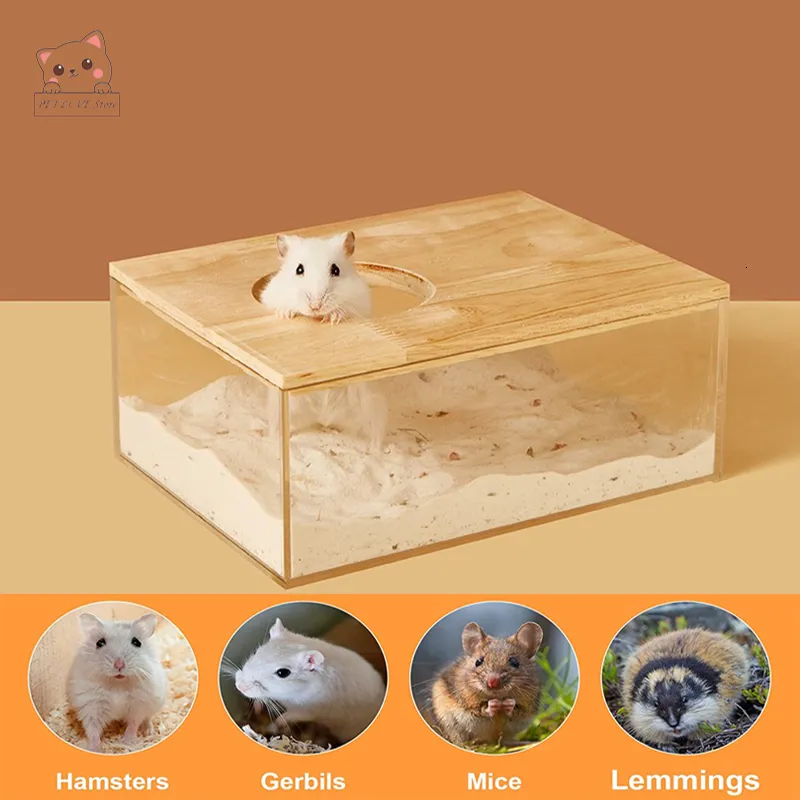 Kleine Dier Levert Hamster Badkamer Huis Zandbak Volledige Transparante Urine Zand Wastafel Gouden Beer Bad Container asfdw 230620