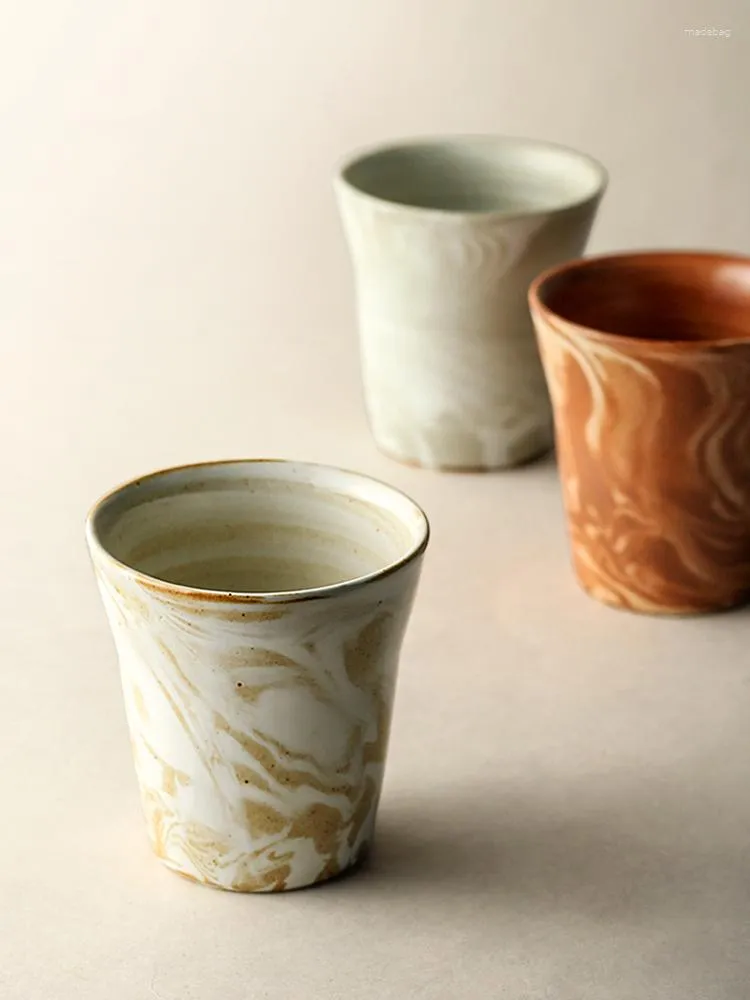 Mugs Handmade Ceramic Breif Simple Japan Style Milk Tea Cups Retro 200ml Pottery High Quality Drinkware