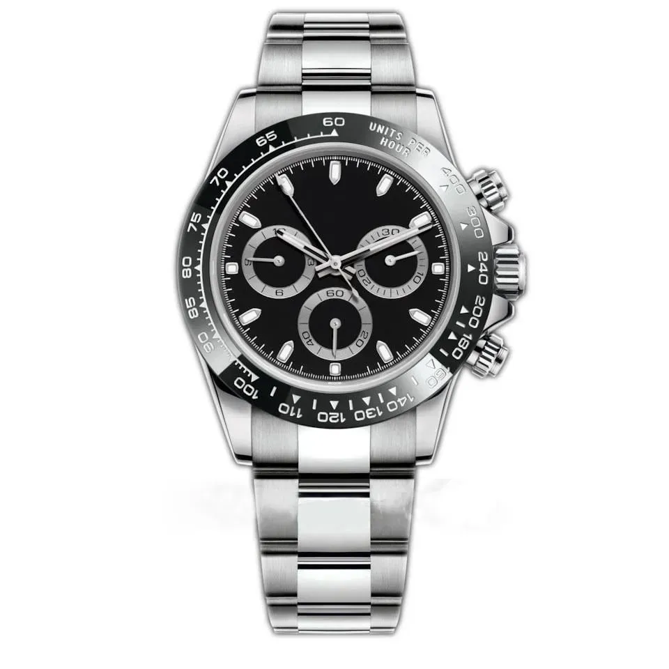 2023 Mens 시계 Daytongna Ceramic Bezel Sapphire 방수 방수 남성 석영 시계 스테인레스 스틸 자동 기계식 손목 시계