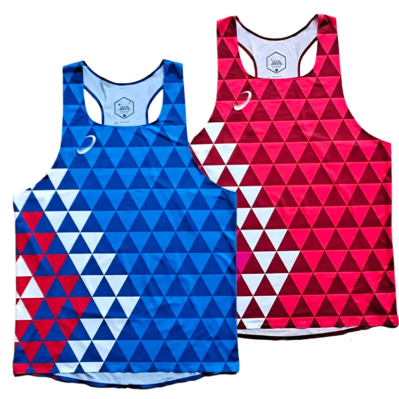 Men's Tank Tops National Team Man Fast Running Net Breathable Vest Speed Athlete Track Field Singlet Customizable 230620