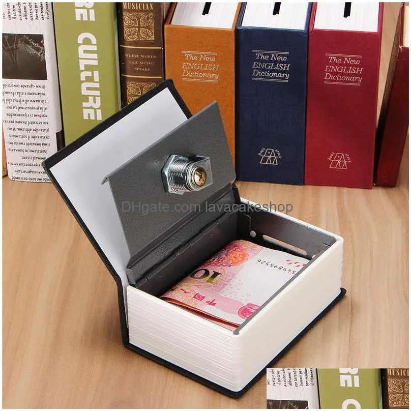 security simulation dictionary book case home cash money jewelry locker secret safe storage box with key lock small medium size7676045