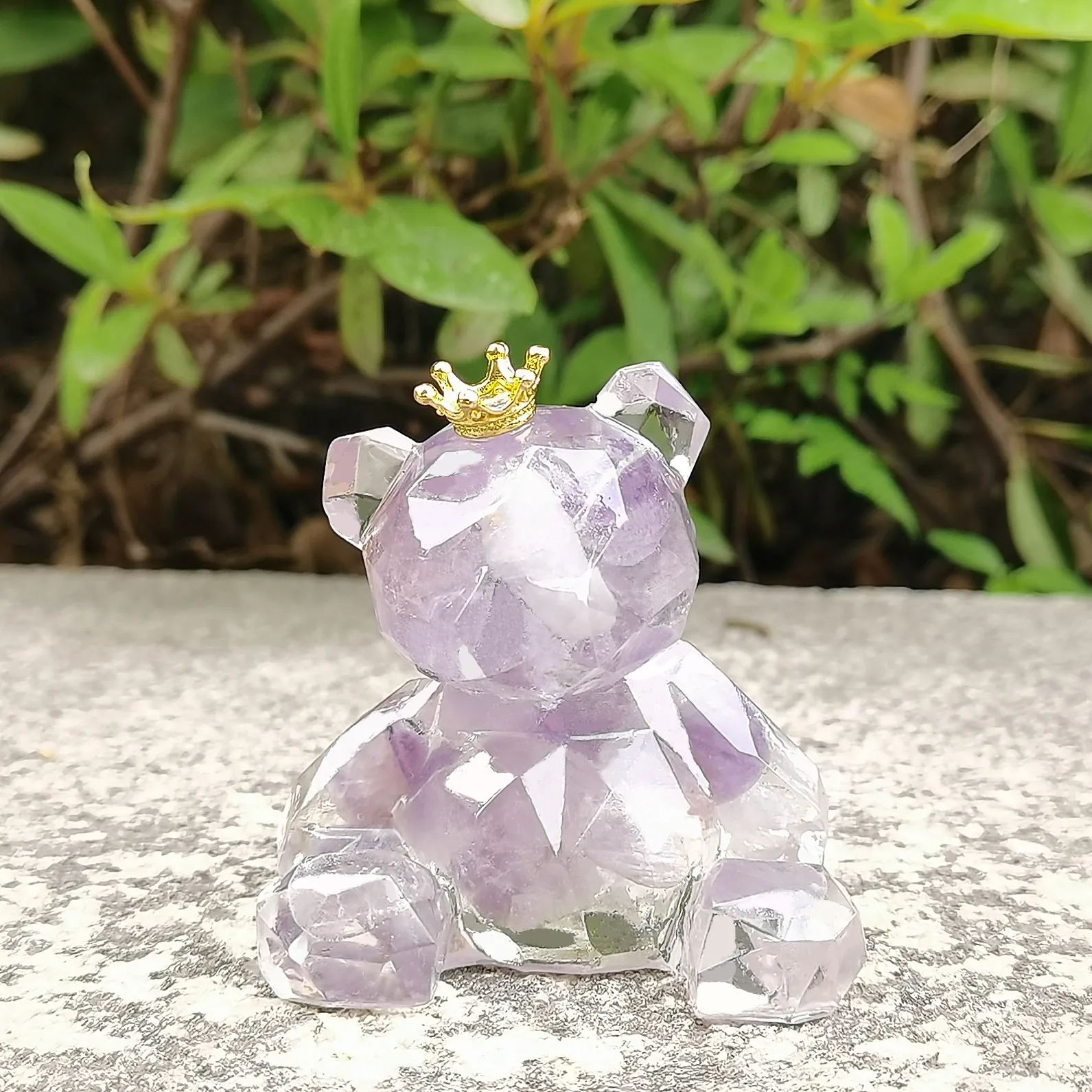 アメジストクリスタルベアの置物 机の装飾、家の装飾、子供向けの