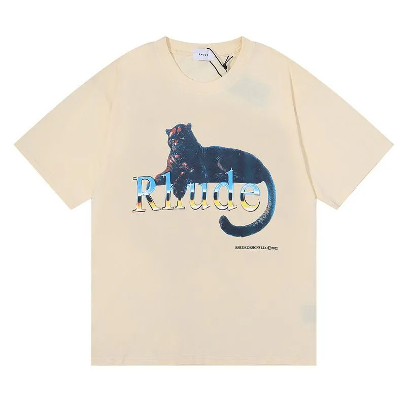 24SS RHUDE Tシャツデザイナーファッション衣料ティーヒップホップパラキートロングテールオウムプリントハイストリートカジュアル用途半袖TシャツメンズレディースストリートウェアZX