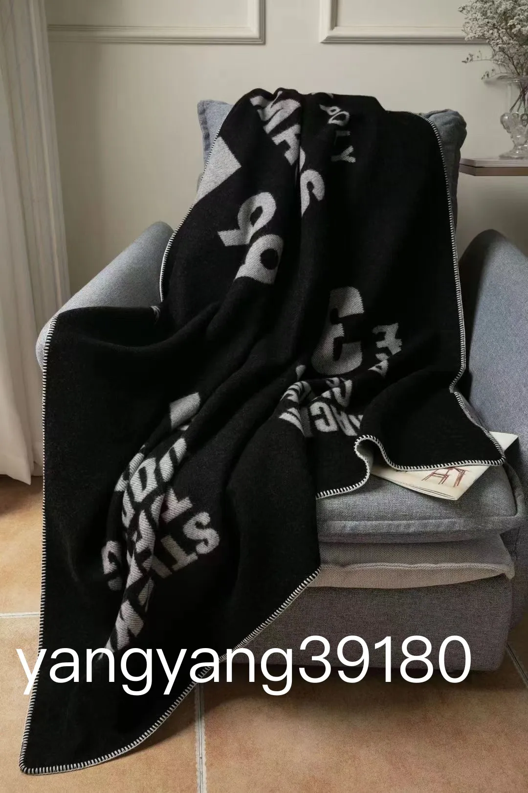 Дизайнер с высокой перепечкой черные одеяла Большой размер 135170 см верхний писатель одеяла для писем, девочка, 100%шерсть, домашнее диван одеяло, одеяло