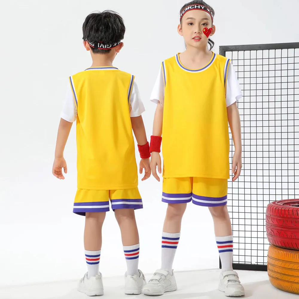 Clothing Sets Custom Basketball Jersey Suit for Boy Girls Summer Short Sleeves Shorts 2 Piece Sets Children Basketball Training Uniforms 230620