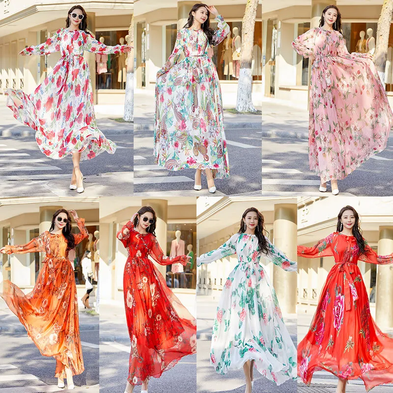 2023 australian designer Fancy Womens Long Dress Abstract Pattern Gathered Waist Sleeveles