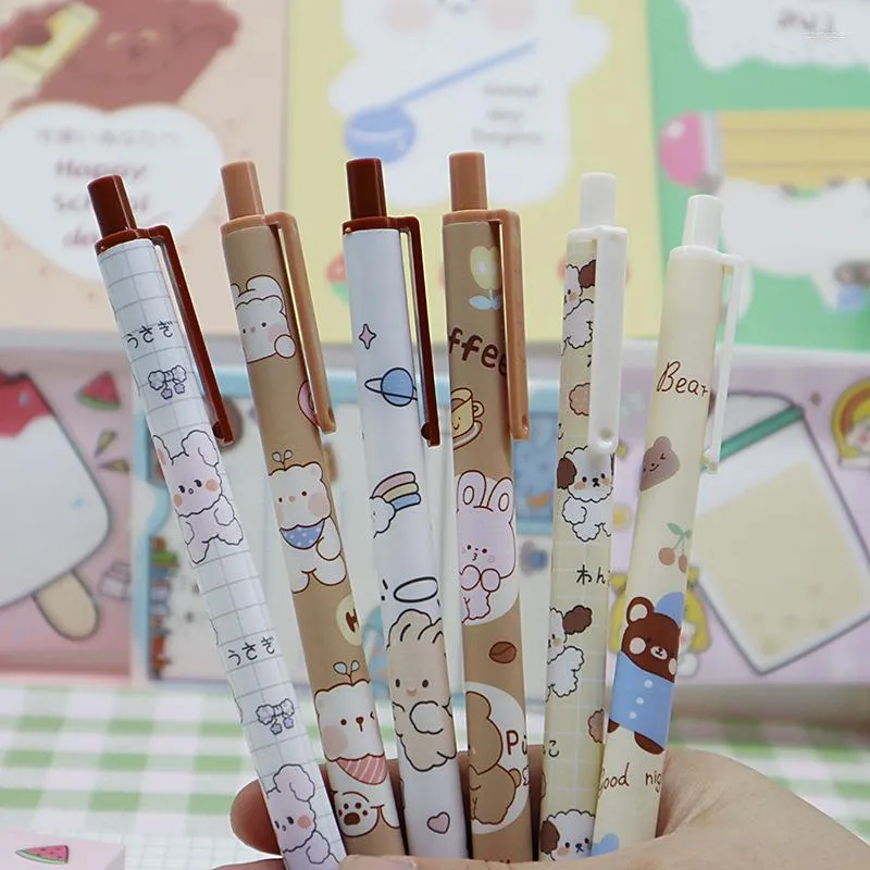 PCS/LOT Kawaii Bear Press Pen Śliczne 0,5 mm czarny atrament podpis Pens