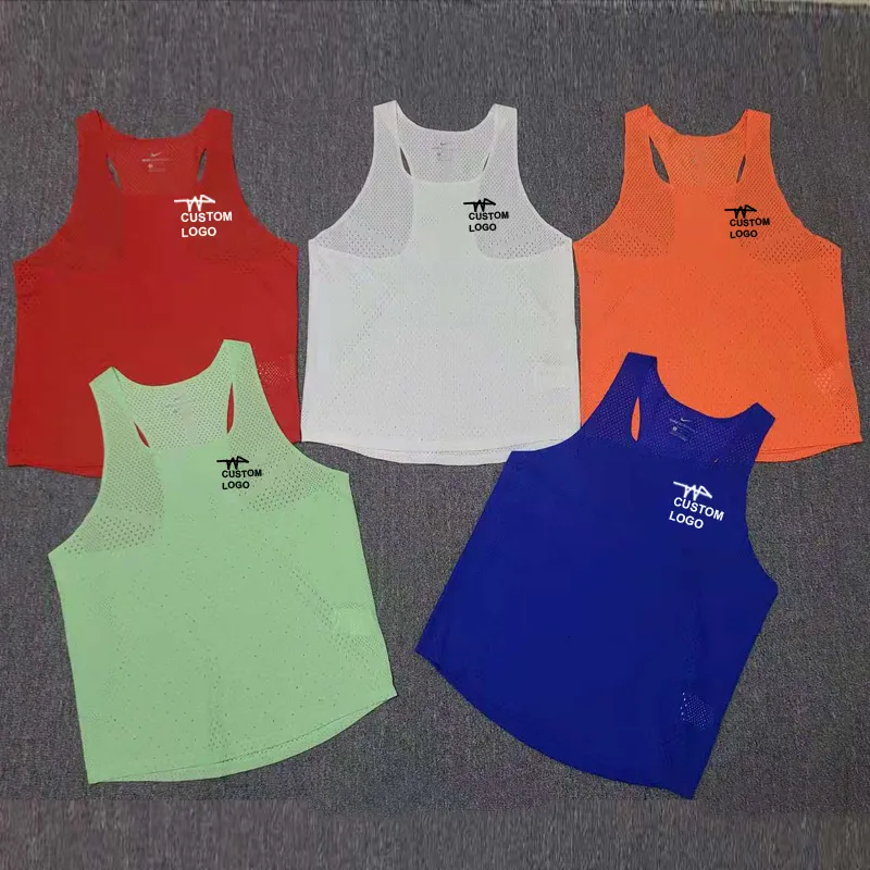 Camisetas sin mangas para hombre, chaleco transpirable de red de carrera rápida para hombre, traje de velocidad, camiseta de campo de pista de atleta profesional personalizable 230620