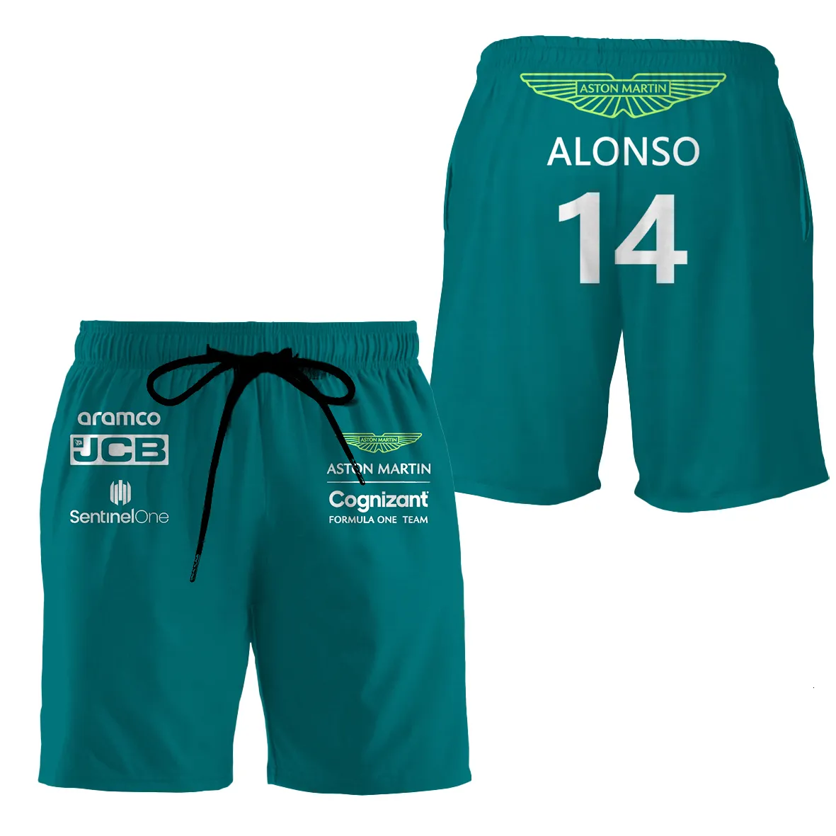 Men's Shorts Team Aston Martin Summer Shorts Formula One Racing Driver Alonso Design Beach Pants Sports Pants 230620