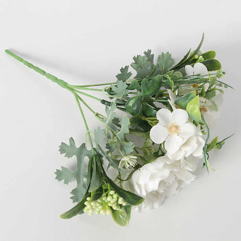 Fleurs séchées pivoine artificielle blanche, camélia en soie, décoration de jardin de maison, fête de mariage, fausse couronne artisanale de noël, fournitures