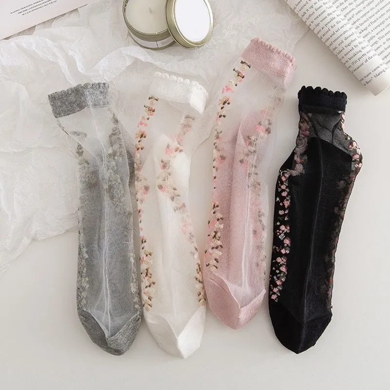 5/10/20/30Pairs Summer Female Short Silk Socks Women's Thin Crystal Transparent Silk Smooth Non Slip Ankle Socks For Girls Ladies 65dda35dce8727623b4cbfc7 - Foto 3