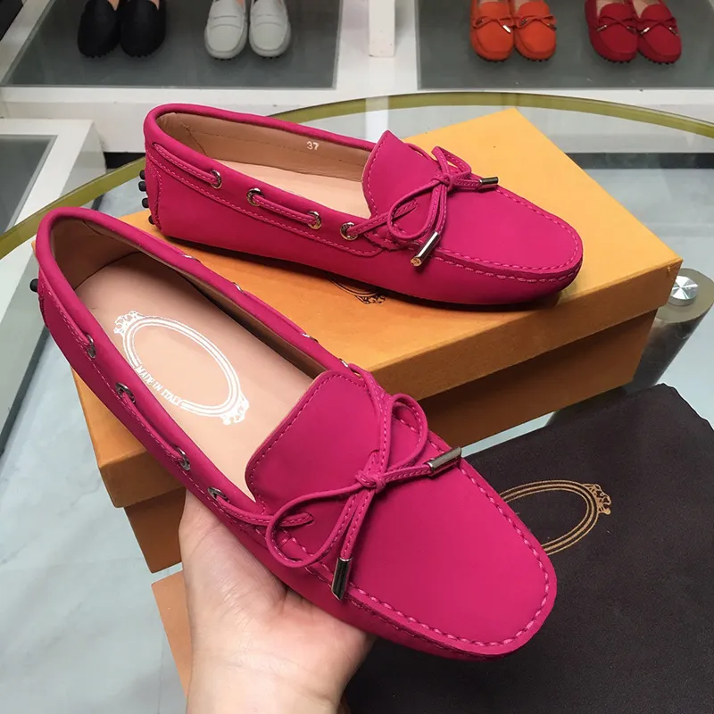 2023 Summer Italian Imported Genuine Leather Women`s Shoes New Deerskin Bean Shoes Comfort Slip-on shoe Shoes for Driving