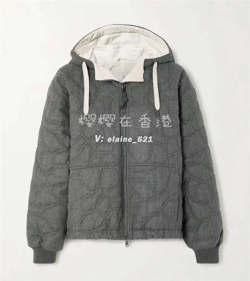 Women Brunello cuccinelli Jacket Long Sleeves Outerwear Spring and Summer Wool Flannel Designer Hooded Coat