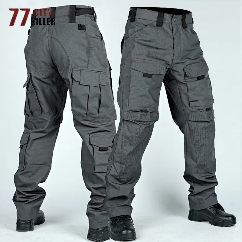 Calça Masculina Tactical Cargo MultiPockets Calças Militares Resistentes ao Desgaste Treinamento Ao Ar Livre Caminhadas Pesca Casual Masculino Solto 230620