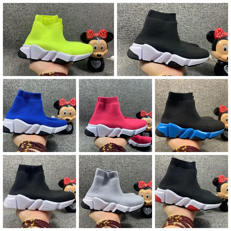 2023 Boys Girls Sock Kid Casual Baby Shoes Baby на открытом воздухе спортивные туфли парижские дизайнерские тройки легкие дышащие черные белые классические розовые зеленые медленные школьные кроссовки