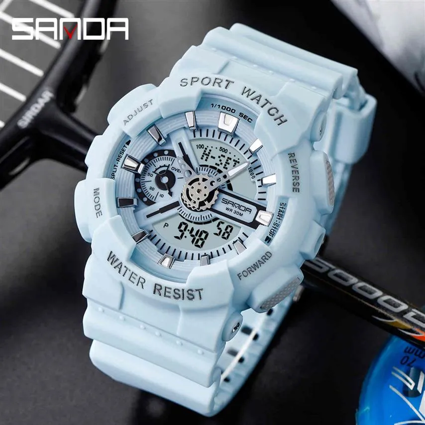 SANDA G WOJSKOWY SHOCK Men Es Sport LED Digital Waterproof Casual Fashion Quartz Watch Mężczyzna zegar Relogios Masculino241J