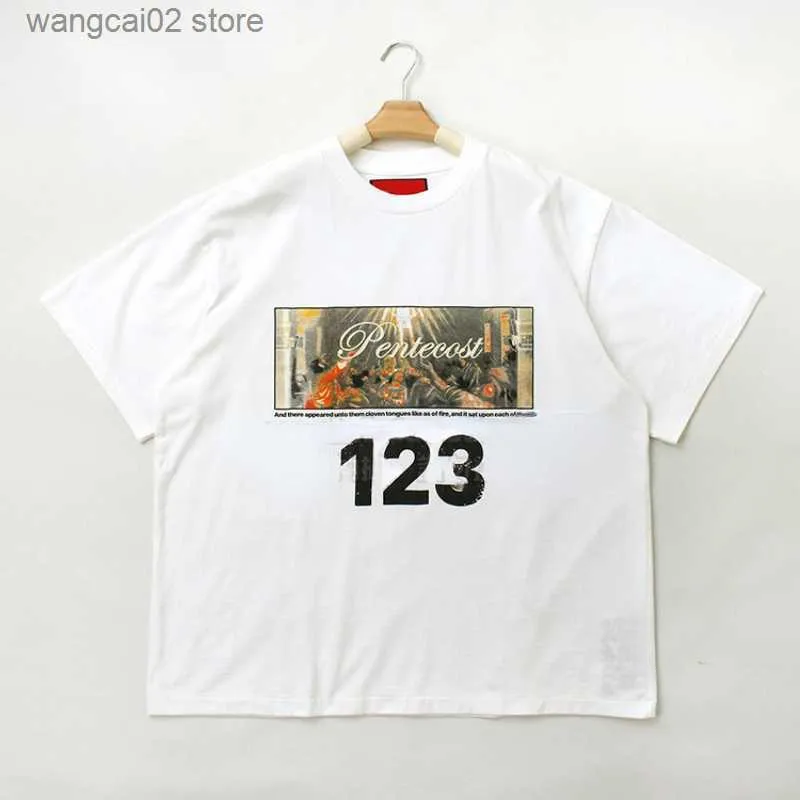 Mannen T-Shirts Hoge Kwaliteit RRR123 Vintage Mannen T-shirts 1 1 Nummer 123 Brief En Vredesduif Print Vrouwen Shirts Top Tees T-shirt T230621