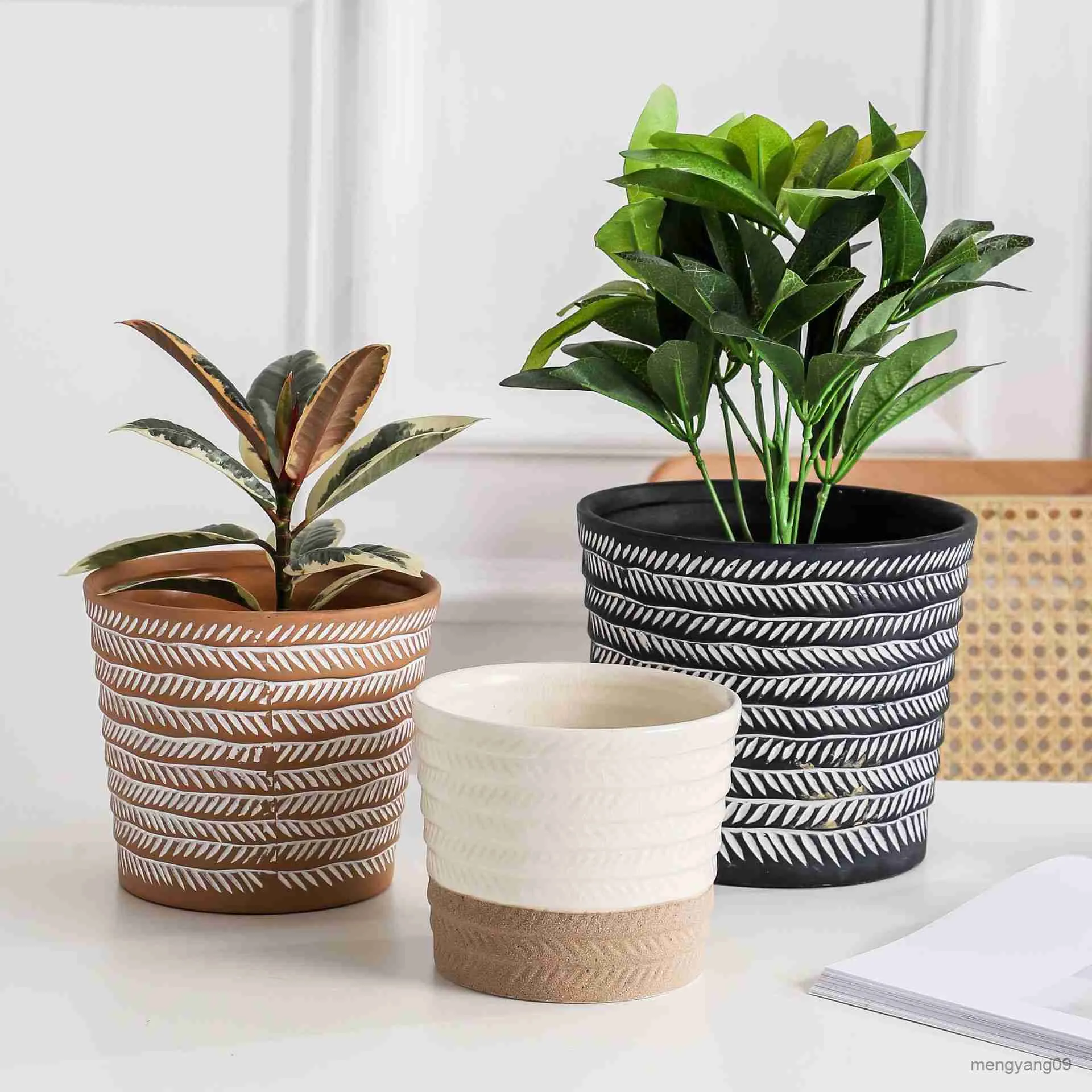 Plantadores estilo nórdico vaso de cerâmica criativo casa decoração de jardim carnudo pote emed tanque de armazenamento suculentas potes flor r230621