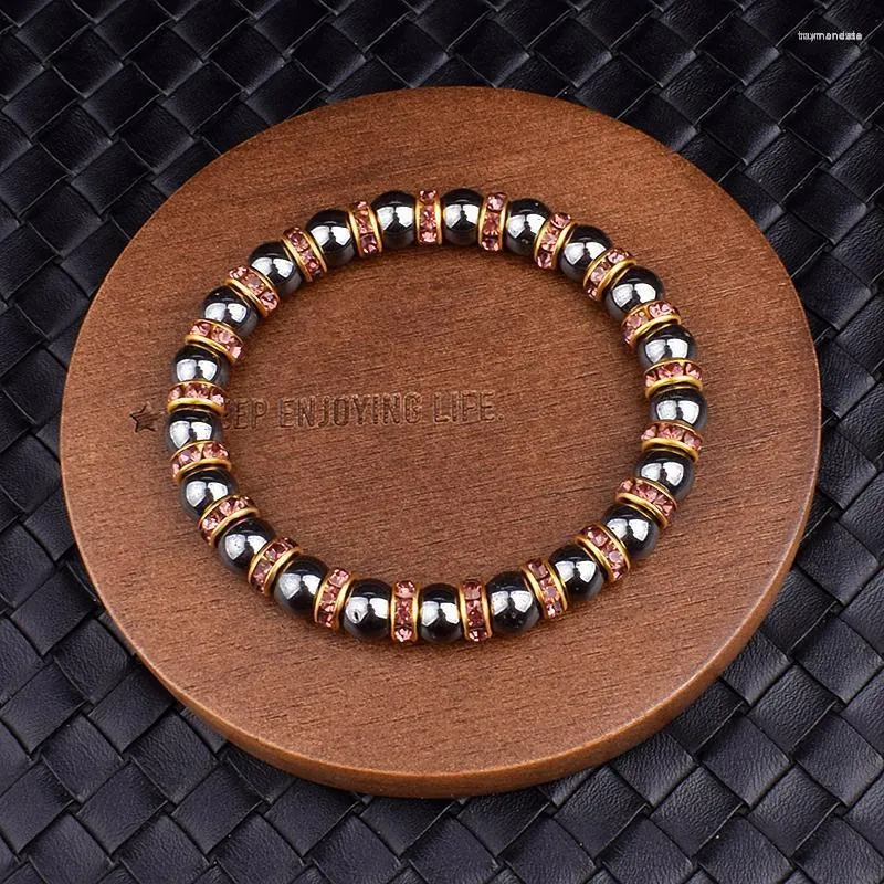 Strand Kralen Strengen Natuurlijke Hematiet Kralen Armbanden Mannen Geen-Magnetische Gezondheid Bescherming Vrouwen Sieraden Charm Crystal Stone Stretch Bangles