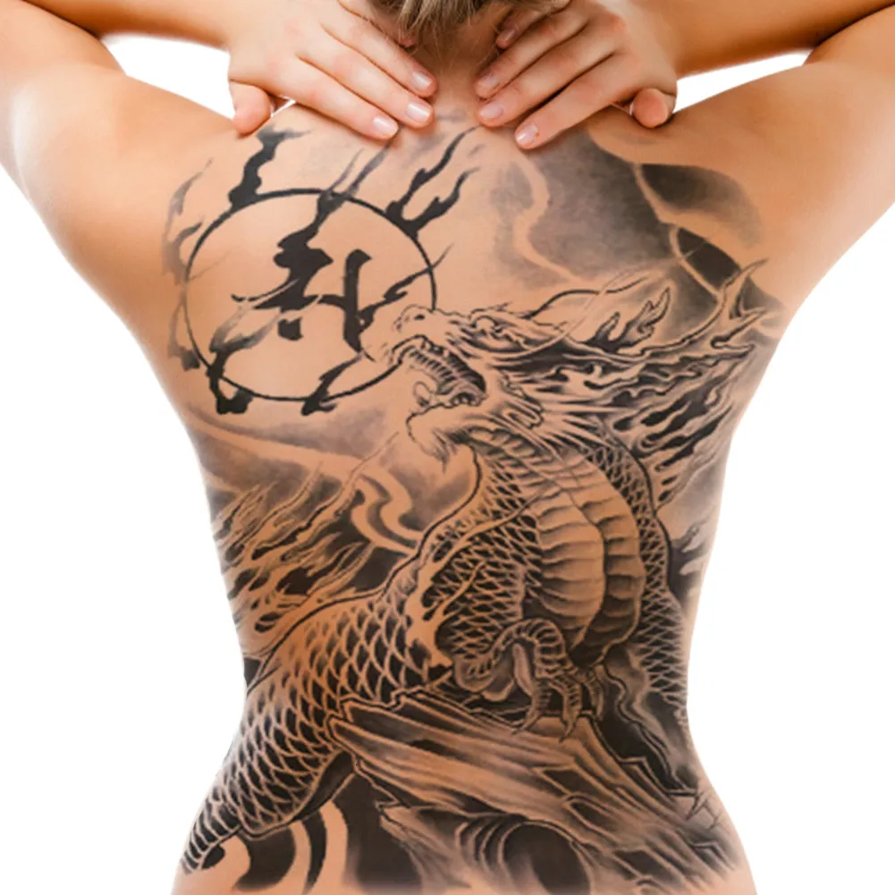 Full Back Large Tattoos Temporary Stickers Disposable Waterproof and  Sweat-proof Angel Demon Tattoo Stickers Men's Punk Stickers Back Tattoo  Stickers Tatoo Art | Wish