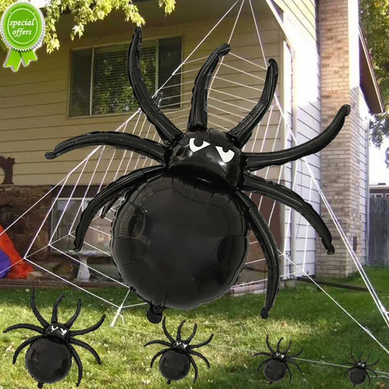 New Black Spider Halloween Foil Balloons Happy Halloween Party Decorations for Home Haunted House Horror Props Bat Ghost Kids Toys