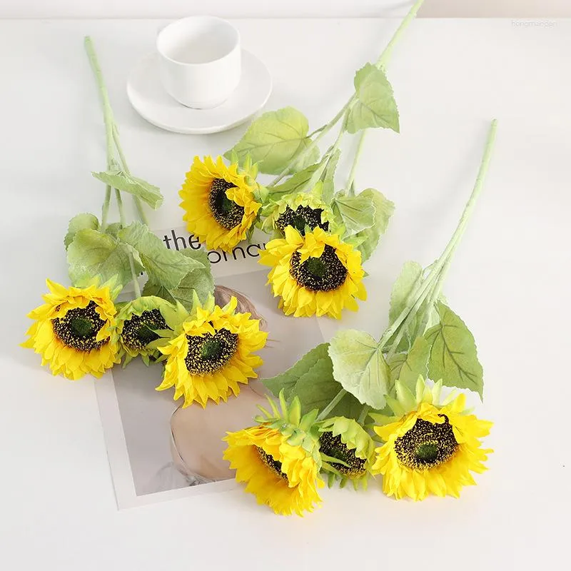 Fleurs décoratives maison artificielle jaune tournesol Branches plante chambre décoration Simulation tournesols faux plantes vertes