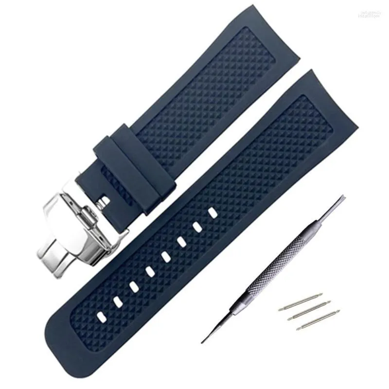 Bracelets de montre Bracelet de montre Arc Edge Bracelet en caoutchouc Bracelet de bouche et fermoir pliant pour le bricolage Remplacer