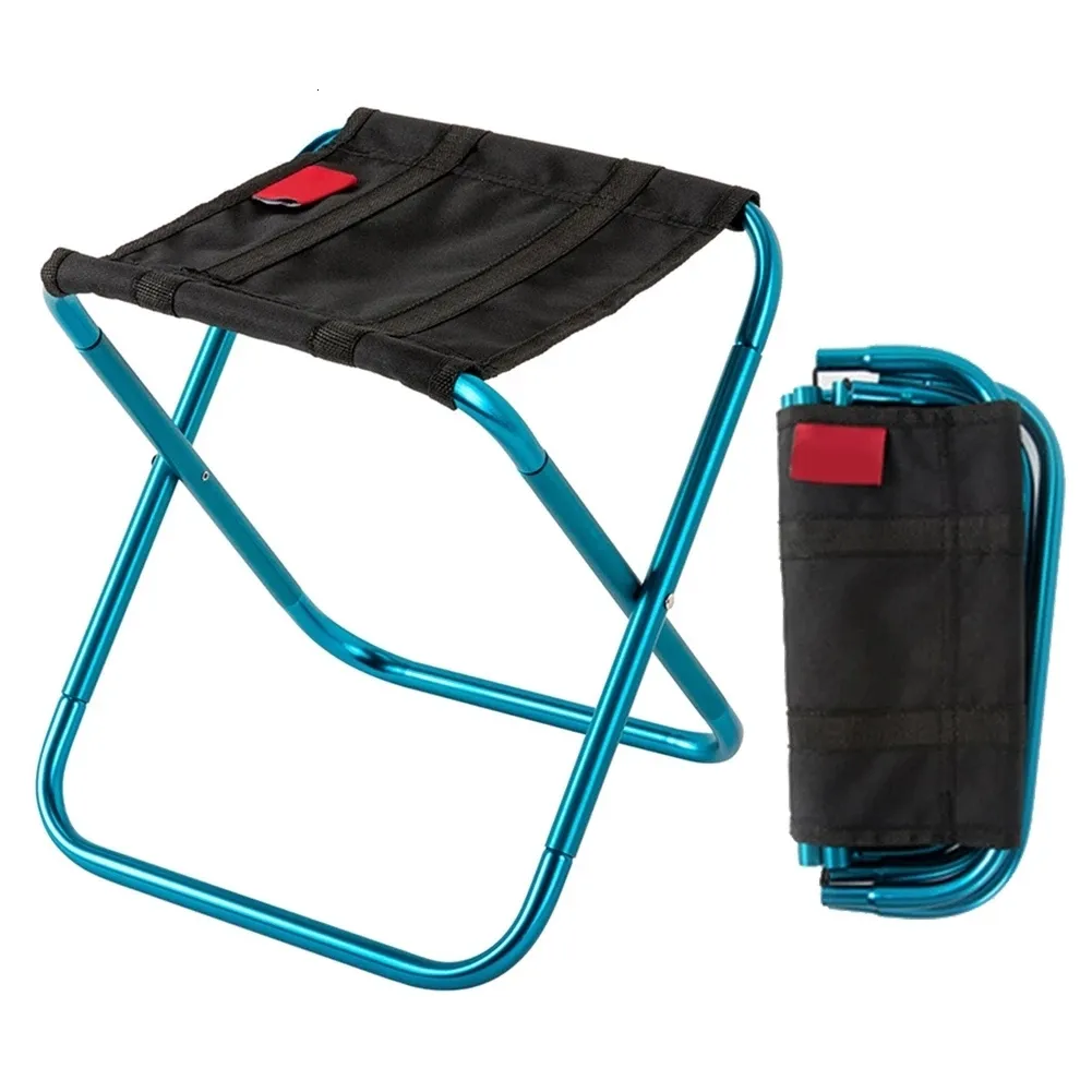 Muebles de campamento al aire libre aleación de aluminio portátil plegable Picnic Camping taburete MIni almacenamiento silla de pesca muebles ultraligeros 230621