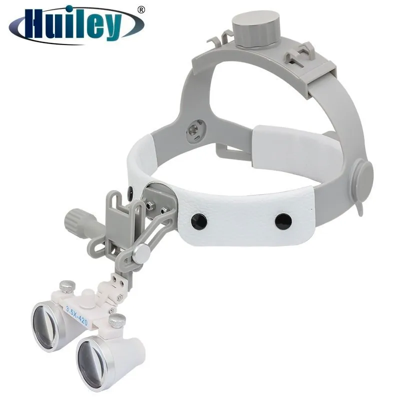 Loupes 320-420 mm Loupe binoculaire dentaire 3.5X Verre optique Casque ultra-léger Loupe Large champ de vision Loupes dentaires 230620