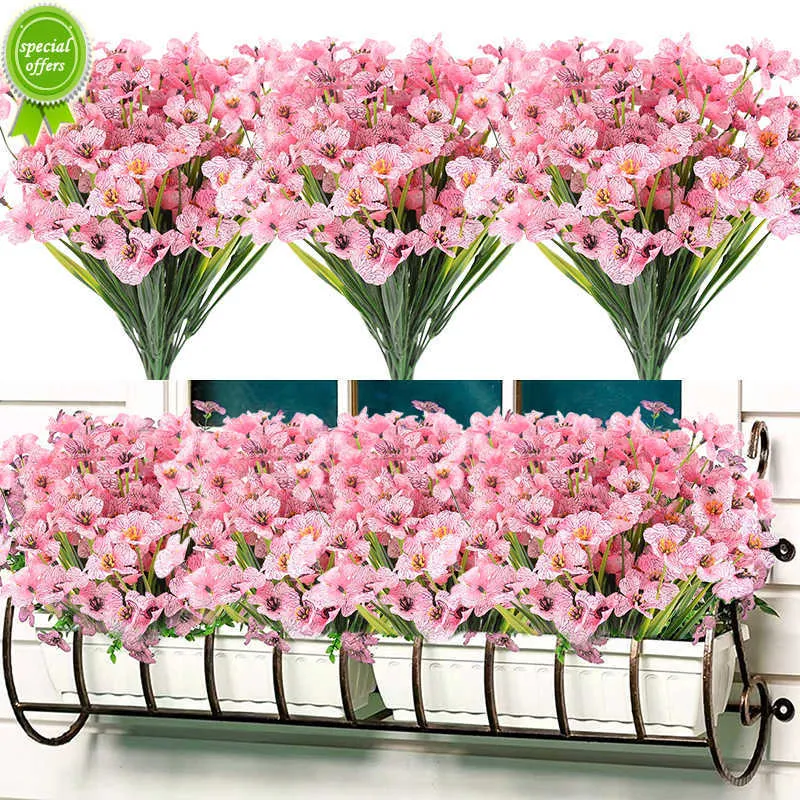 Ny 1 bunt 18heads Violet Artificial Flowers Wall Hanging Fake Flower Bouquet For Outdoor Home Garden Decoration Diy Wedding Party