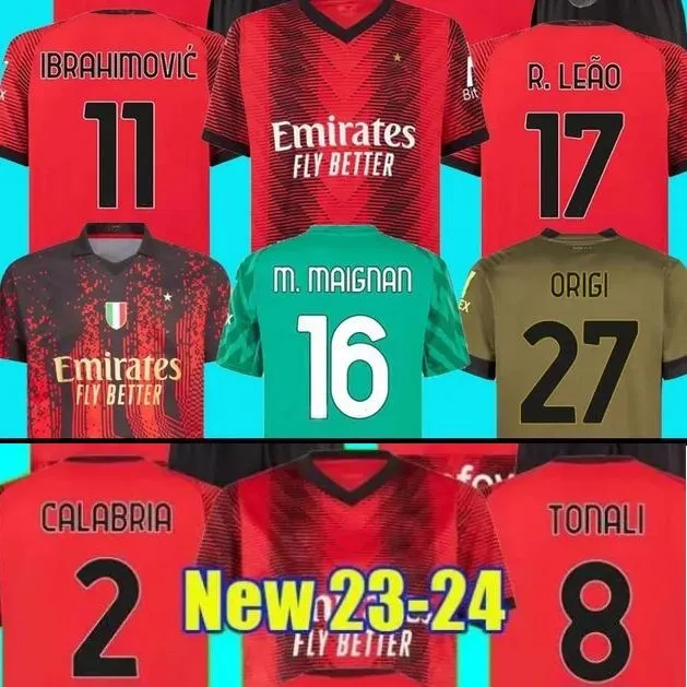 Personality 23-24 Maatwerk 11 Ibrahimovic Thai Quality Voetbalshirts 8 TONALI 19 THEO 23 Tomori 90 DE KETELAERE 27 Origi Custom voetbalkleding Tops