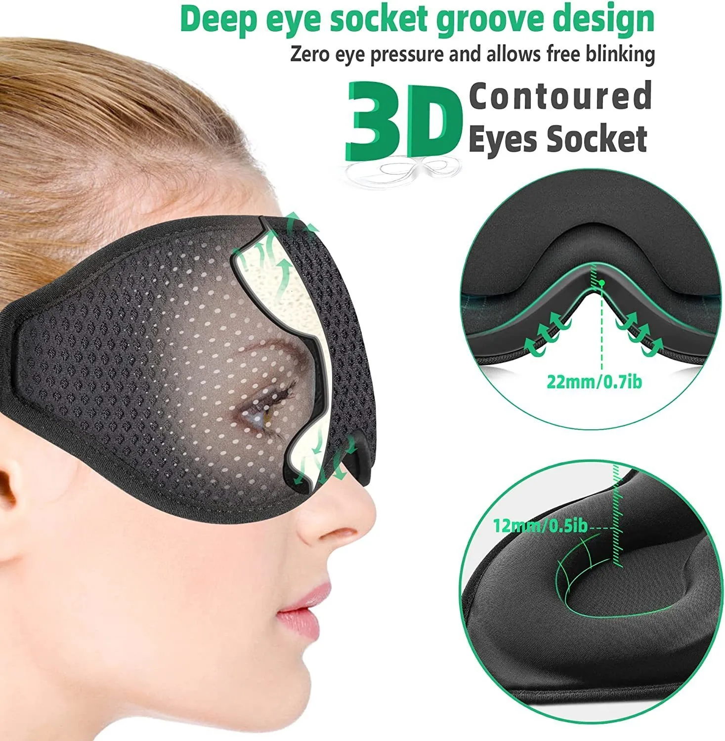 Blackout Sleep Eye Mask for Women Men, Night Eye Masks for