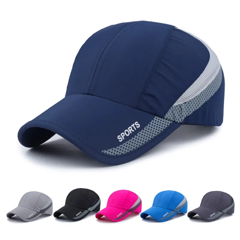 Top Caps Erkek Kadın Açık Spor Beyzbol Örgü Şapka Koşuyor Vizör Hızlı Tarama Kapağı Güneş Koruma Ovma Şapkaları Araçlar için 230620