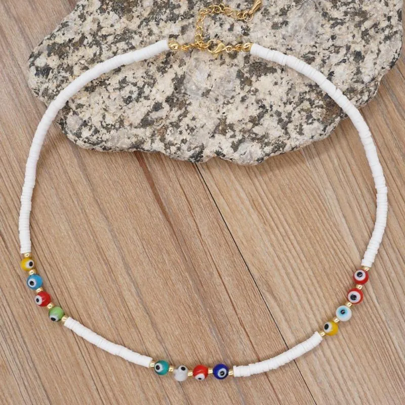 Kedjor go2boho halsband för kvinnor vinyl heishi 4mm pärlor choker halsband smycken kolye sommar mode krage boho justerbar lås