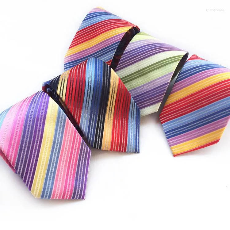 Noeuds papillon colorés rayés couleur bonbon cravates coréennes mode décontractée mariage soirée cravate 8 cm polyester haute densité auto-attaché