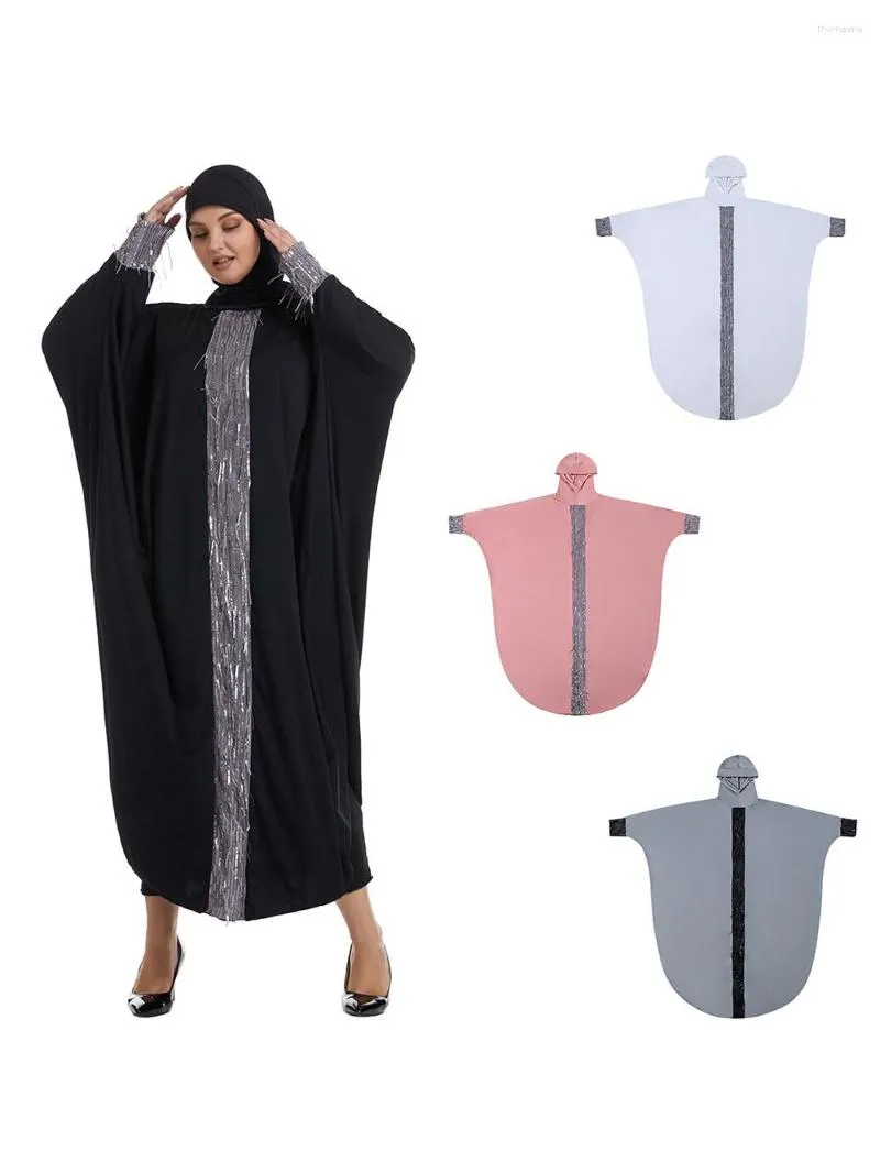 Vêtements ethniques Abaya pour femmes Robe longue avec paillettes surdimensionnées Maxi Islam mode musulmane dubaï caftan Hijab Robe Jilbab