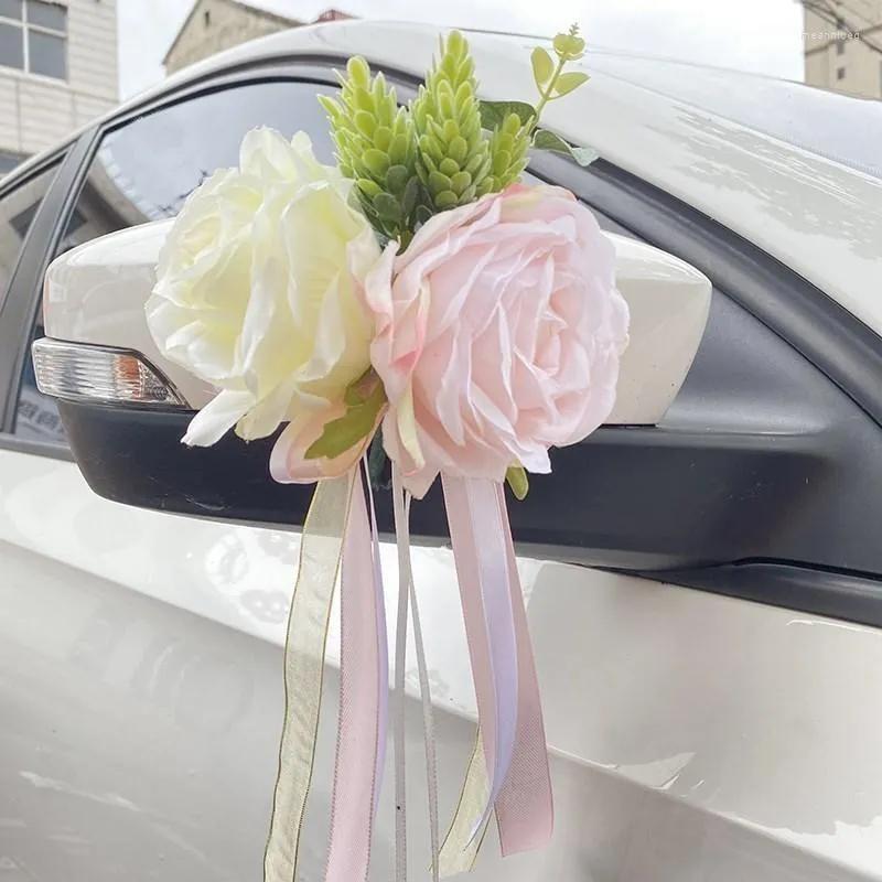 Wedding Car Decoration Flower Door Handles Rearview Mirror Decorate  Artificial Flower