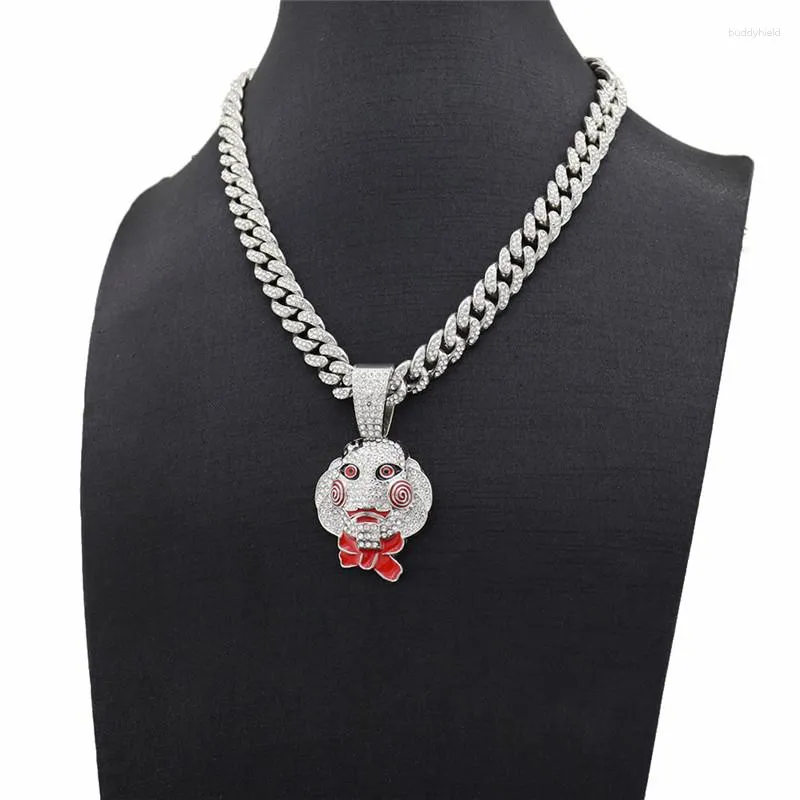 Pendant Necklaces Hip Hop Iced Out Bling 69 Clown & Pendants Saw Billy Full Crystal Cuban Chain Chunky Necklace Icy Jewelry