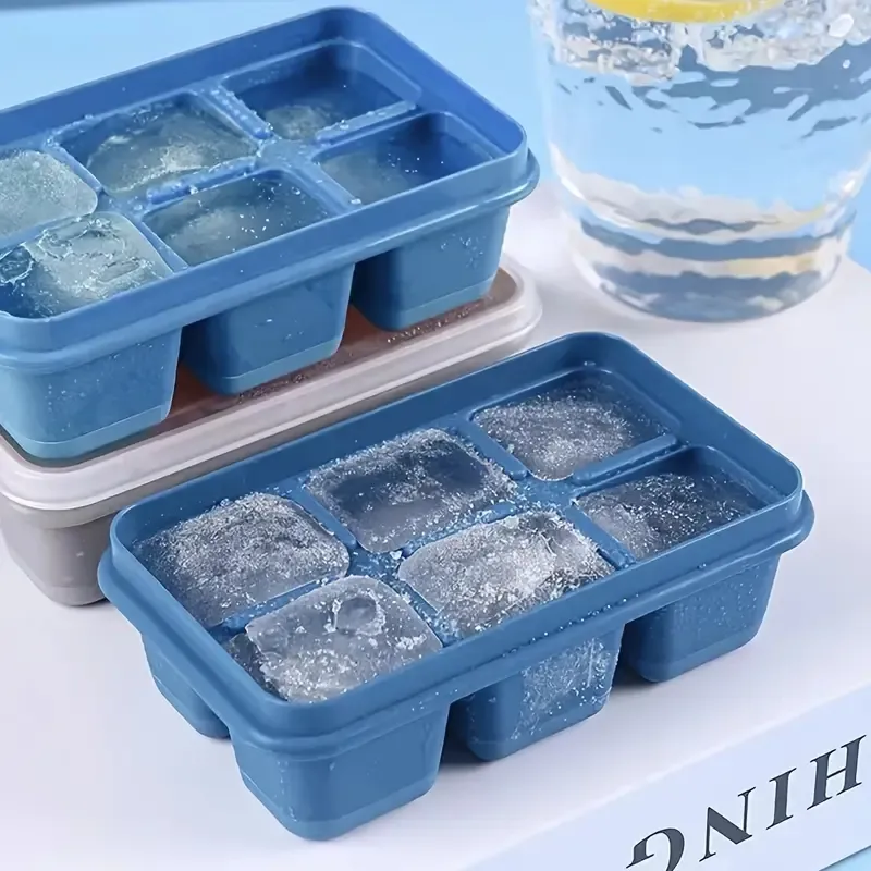 1pc/2pcs Silicone Ice Tray With Lid, 6 Grids, Mini Soft Bottom Ice Tray Refrigerator Homemade Ice Cube Mold Ice Puck Kitchen Gadgets