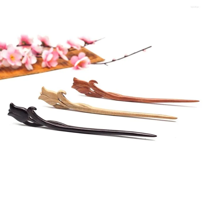Hair Clips Fashion Rose Natural Sandalwood Sticks For Women Accessories Wedding Jewelry Vintage Jewellery