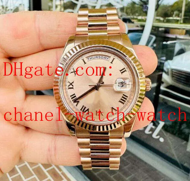 Top Quality 41mm Men's Sports Watch Data II 218235 18K Gold Rose Roman Dial Roman Asia 2813 Machinery Watches Automatic Box Papers