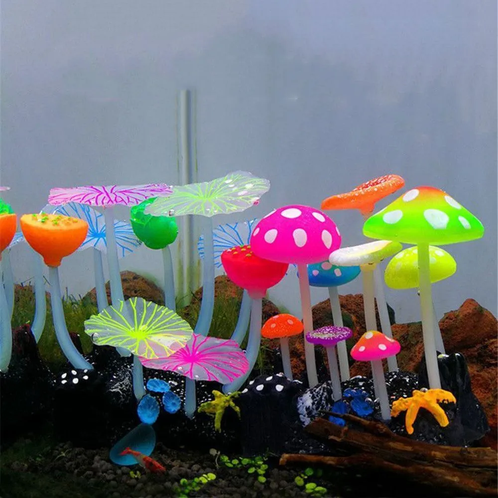 Fluorescent Mushroom Ornaments For Aquariums Fish Tanks And Landscaping Artificial Plants For Water Grass And Lotus Decorations 230620 From Dao09 12.34 DHgate.Com