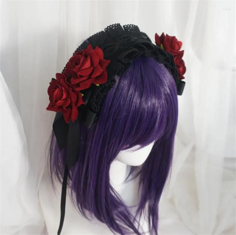 Acessórios para festas Anime My Dress-Up Darling Marin Kitagawa Cosplay Gothic Rose Black Headband Lolita Props Halloween Hair Accessories B2136