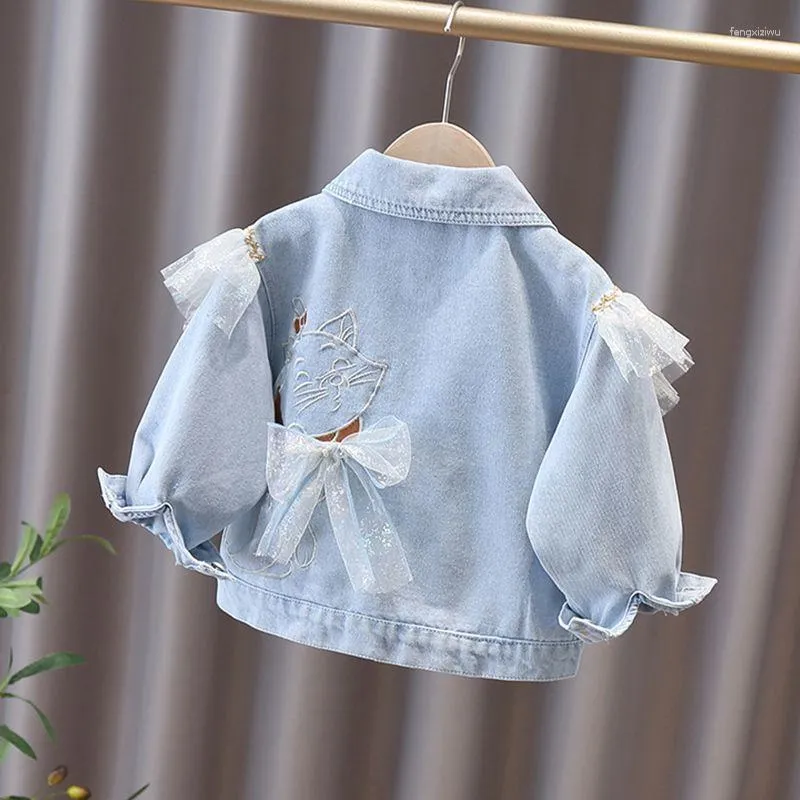 Jackets 2023 Spring Autumn Baby Girls Boys Lace Denim Coats Fashion Kids Children Tops Clothes Overcoats