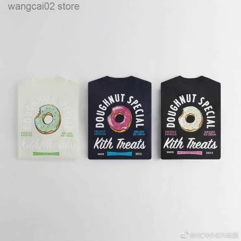 Herr t-shirts god kvalitet 2022SS Kith behandlar modetröjor män 1 1 Vintage Donut Kith Women T Shirt Summer Style Tee Mens Clothing T230621