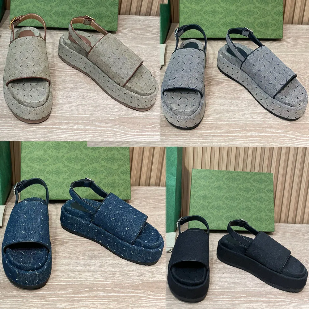 WOMENS PLATFORM SANDAL 7011 Fashion Canvas Rubber Sole