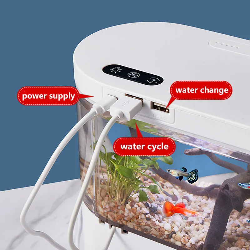 mini fish tank Self circulating fish tank with charging filter desktop  living room household water free ecological aquarium