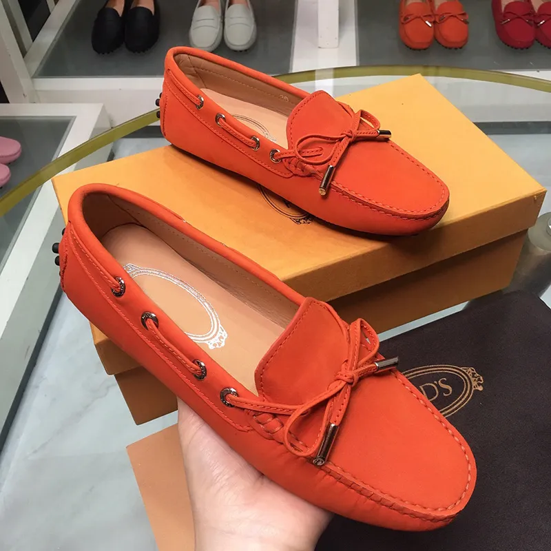 2023 Summer Italian Imported Genuine Leather Women`s Shoes New Deerskin Bean Shoes Comfort Slip-on shoe Shoes for Driving